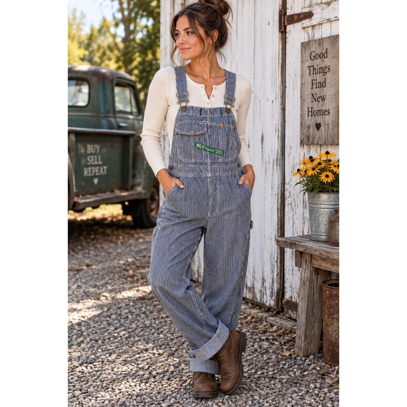 Key Pants - KEY Imperial Men's 30x30 Hickory Stripe Bib Overalls Railroad Workwear